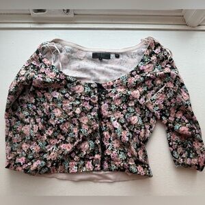 Guess Floral Knit Cardigan Crop Top